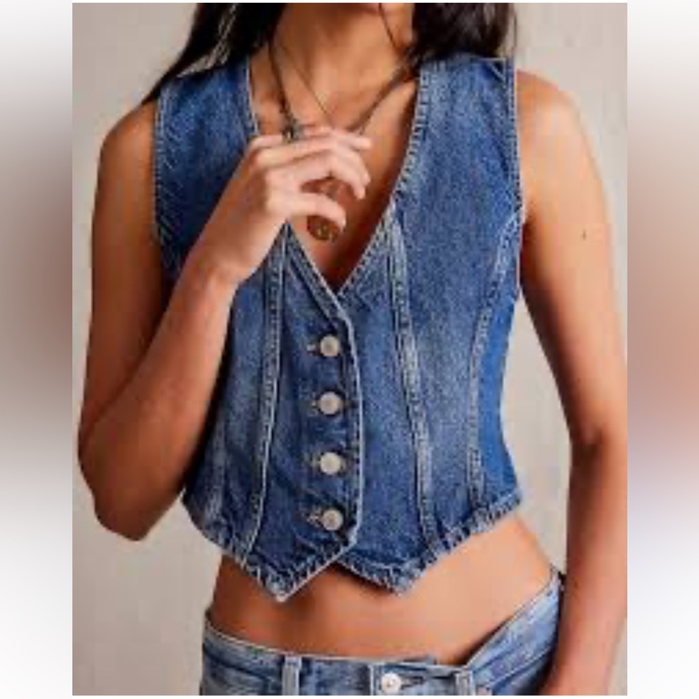 Free People Indigo Denim Vest
